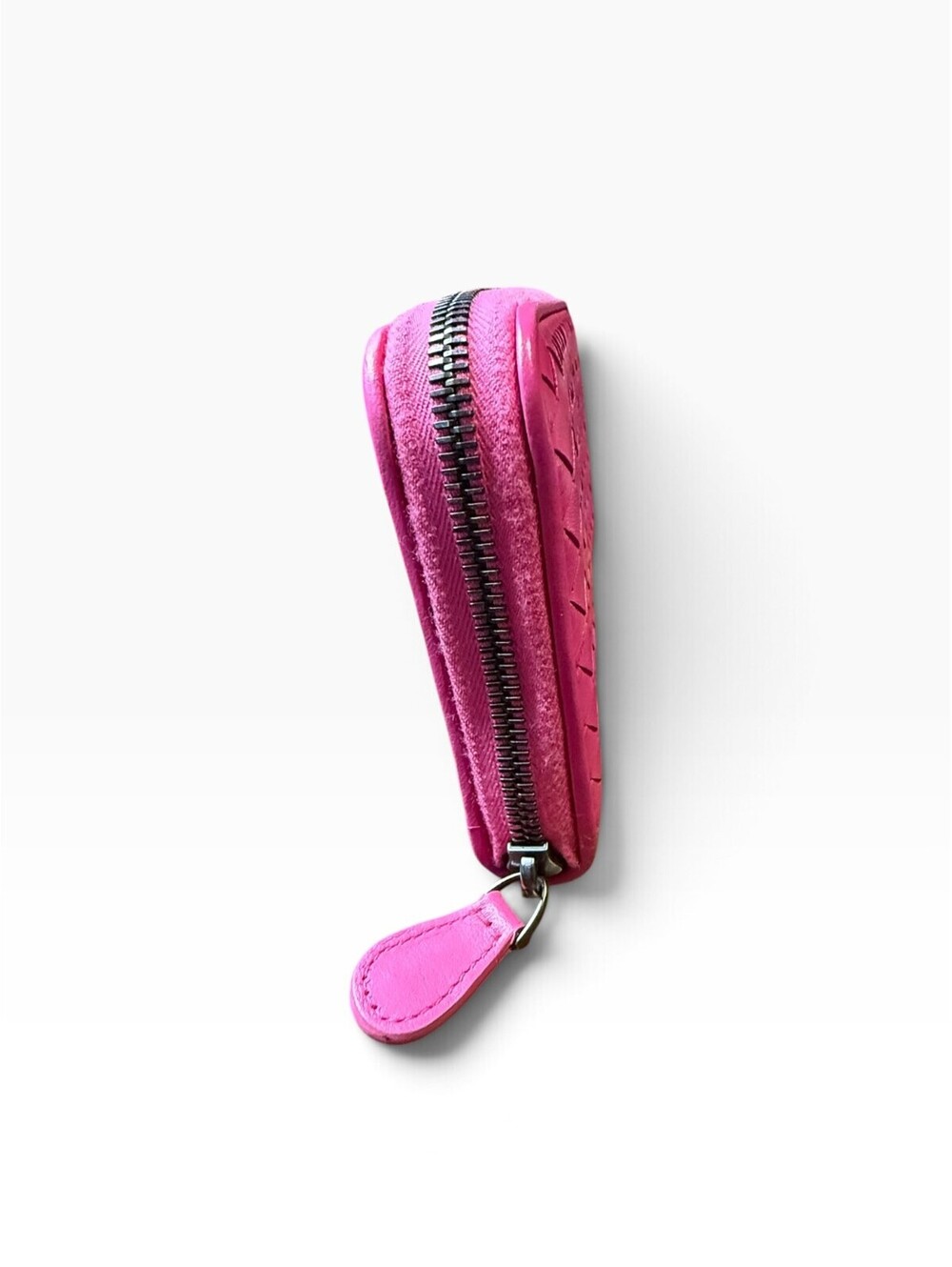 Bottega Veneta Intrecciato Fuchsia Pink Leather Zip Around Wallet Box Dust Bag - Picture 5 of 12